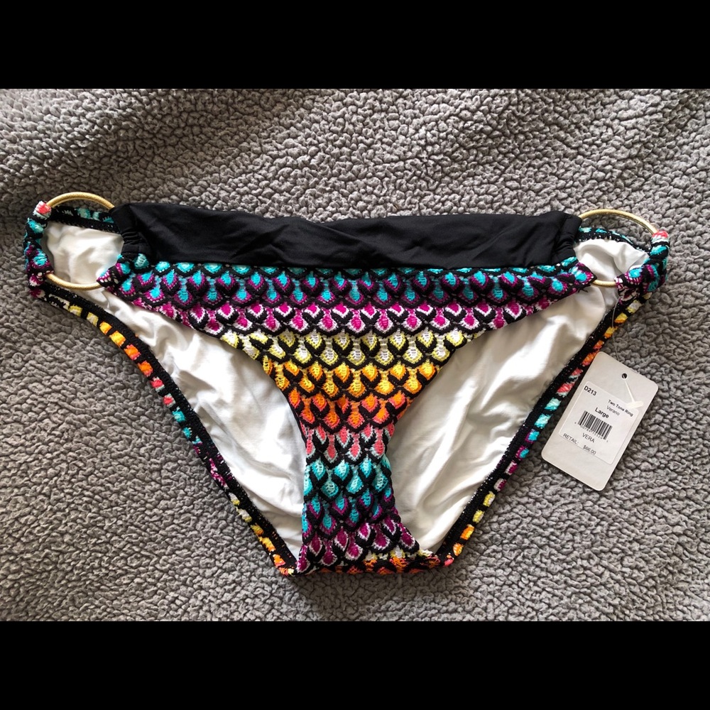 Two tone multi colored bikini bottom